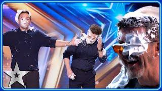 Simon Cowell PRANKS Ant & Dec with Dave Bibbys CUSTARD PIE chaos  Auditions  BGT 2024