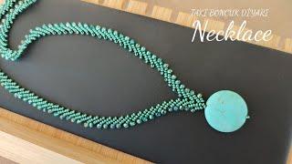 Turkuaz boncuklu kolye yapımıTurquoise bead Necklace making how to make beaded necklace.