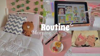 روتين صباحي منجز  فطور ، ترتيب ، رسم ، واجب 800am Morning Routine