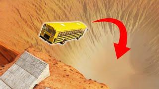 DRIVING A SCHOOL BUS INTO A GIANT CRATER? BeamNG Drive