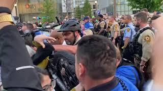 BREAKING Video surfaced of Jill Stein shoved down by a police bicycle at@WashUSTL protest.