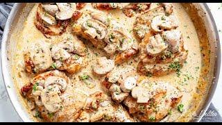 Chicken Thighs With Creamy Mushroom Garlic Sauce