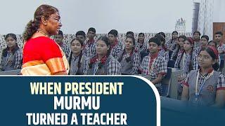 President Droupadi Murmu teaches the students of Class IX of Dr. Rajendra Prasad Kendriya Vidyalaya