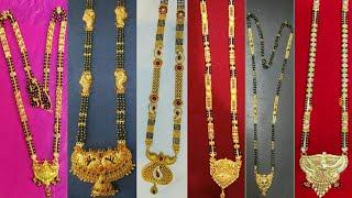 Latest gold long nallapusalu design with weight and pricenew model gold nallapusalu collection