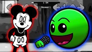 FNF Geometry Dash 2.2 Vs Mickey Mouse Sings Happy  FIRE IN THE HOLE  Lobotomy FNF Mod Sunday Night