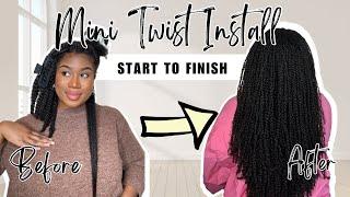 HOW TO INSTALL MINI TWISTS ON NATURAL HAIR *START TO FINISH*  CURLCODEBLACK