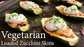 Keto Vegetarian Loaded Zucchini Skins