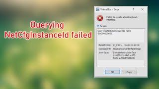 Querying NetCfgInstanceId failed solved