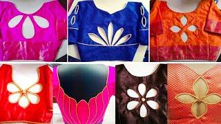 Unique Flower Cut Blouse Back Neck DesignsLatest Fancy Blouse Neck Patterns