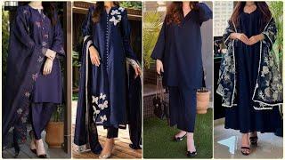 Amazing Ideas of Blue Dress Designing Dark Blue KurtiFrockSuit Design Dress Designing Ideas2024