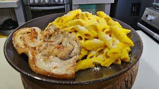 MACARRONES  A LA HUANCAINA CON CHULETA DE CHANCHO cerdoLa Receta del buen sabor