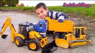 Bruder Toy Trucks for Kids  JCB Backhoes Dump Trucks Tractor Loaders Bulldozers  JackJackPlays