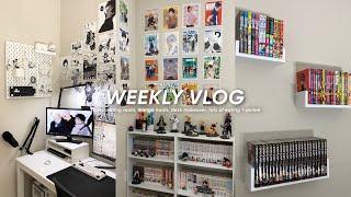 weekly vlog    redecorating room  manga hauls desk makeover  lots of eating + anime 