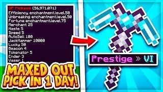 ALMOST FULLY MAXED OUT PICKAXE IN 1 DAY  Minecraft Prison  VanityMC  Galactic 2