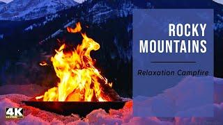  ROCKY MOUNTAINS CAMPFIRE 12 hours Virtual Fireplace & Nature Fire Sounds for Meditation Sleep