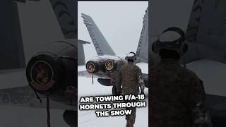 FA-18 Hornet being towed in Finland’s freezing cold. #aircraft #airplane #finland #f18