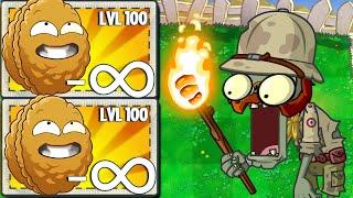 PvZ 2 Power Up INFINITE - All Plants Max Level Vs 100 Explorer Zombie   Who is best plant ?