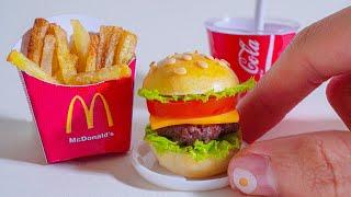 Miniature McDonalds Burger with Fries & Coke  ASMR Cooking Mini Foods Sounds