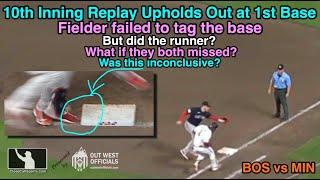 Replay Upholds Boston Out at First Base as Call Stands Due to Inconclusive Michael Taylor Base Touch