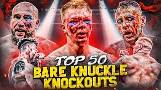 Top 50 Most Brutal Bare Knuckle Knockouts Ever  Top Dog BKFC Bare Knuckle Boxing