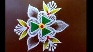 Beautiful simple colour kolam designs  4 attractive mini muggulu collection  Latest rangoli 