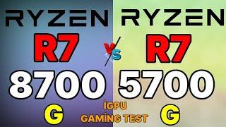 8700G  VS R7 5700G İGPU VS İ7 14700K IRİS XE AMD 8700G RX 780M  İGPU GAMİNG BENCHMARK