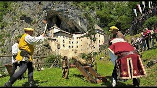 Slovenia Predjama Castle and Postojna Cave Park  Aerial View by Drone 4K