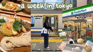 japan vlog  first week in tokyo what i eat udon tonkatsu cafes family mart exploring around