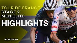 BATTLE BETWEEN VINGEGAARD & POGACAR ‍  Tour de France Stage 2 Race Highlights  Eurosport Cycling