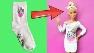 How to Make BARBIE Dress with Socks  DIY Barbie Clothes Hacks