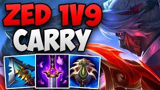 INSANE ZED 1V9 CARRY IN CHALLENGER  CHALLENGER ZED MID GAMEPLAY  Patch 14.10 S14