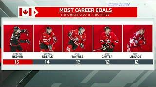 Connor Bedard Sets New Canadian WJHC Records Slovakia vs Canada WJHC Quarter Finals Jan 02 2023