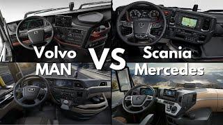 Truck Interior Battle - Scania vs Volvo vs MAN vs Mercedes
