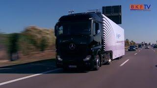 WELTPREMIERE - autonom fahrender LKW auf der A8 mit Straßenzulassung