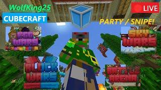 WolfKing25 CUBECRAFT BEDROCK LIVE - COME PARTY W ME OR SNIPE