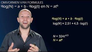 Omvormen van de formules glogN = a + b*glogt en N = at^b vwo A - WiskundeAcademie