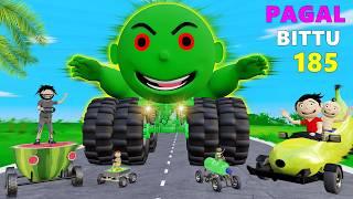 Monster Truck Watermelon Banana Mango Bottle Car Race  Gadi Wala Cartoon  Desi Comedy Video.