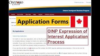 OINP  Expression of Interest Part-1  Application Submission  Ontario Provincial Nomination