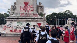 U.S. Park Police Photograph Spray-Painted Columbus Memorial in DC