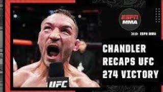 Michael Chandler reacts to his KO victory over Tony Ferguson