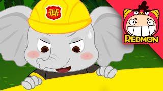 Save The Monkey  Elephant firefighter Rescue  elephant video for kids  REDMON