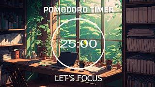 2-HOUR STUDY WITH POMODORO  Early Morning in a Forest  Lofi Mix + Bird Sounds  4 x 25 min