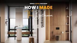 How To Create Realistic Minimal Bathroom in 3ds Max & Corona  3D ASMR Tutorial No Audio