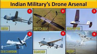 Indian Military’s Drone Arsenal Heron  Swarm Drones MQ-9 Switch UAV Quadcopter Harpy & Harop