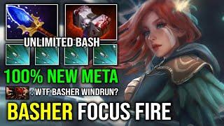 WTF 7.37C BASHER WINDRUN 1 Focus Fire = 1 Delete Unlimited Bash 100% New Meta Offlane Dota 2