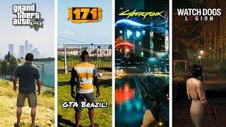 GTA 5 vs 171 vs Cyberpunk 2077 vs Watch Dogs Legion - SBS Comparison