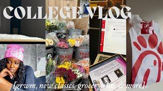 COLLEGE VLOG spring semester new classes grocery runs + more