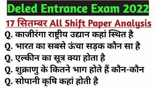 deled Entrance Exam17 sept .. All shift Question AnalysisLive Now