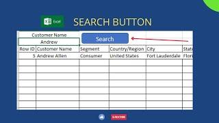 Excel - Search Button using Macro  Filter button in Excel