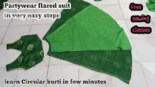 Partywear Circular kurti making with lining  full detailed video  in hindi #sewing